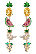 Bali Tropical Fruit 18K Gold Plated CZ Drop Earrings
